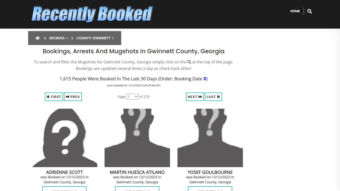 Recent bookings, Arrests, Mugshots in Gwinnett County, Georgia